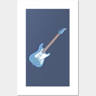 Blue electric guitar Posters and Art